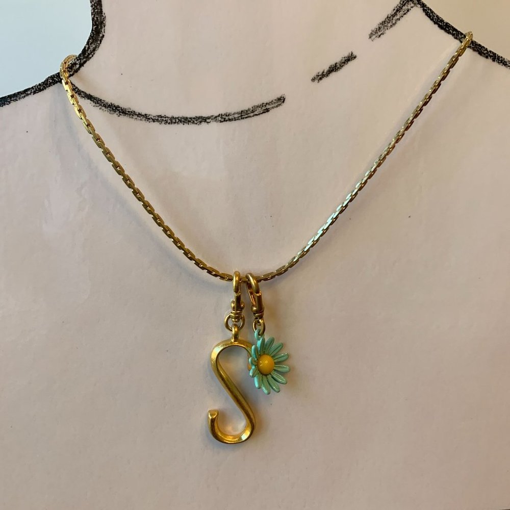 NWT Lulu Frost Plaza Bond Chain Plaza Letter S Charm Daisy Enamel Charm … - Picture 3 of 12